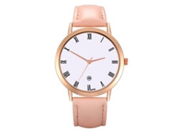 Elegante Reloj De Pulsera Para Mujer Con Cuarzo Rosa Y Correa De Cuero.