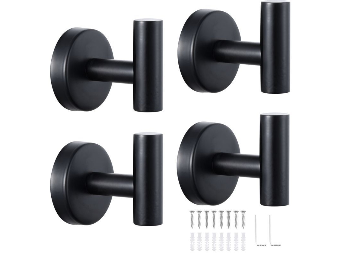 Ganchos De Toalla 4 Piezas Acero Inoxidable 304 Negro Resistente Al Agua Para Baño Cocina Armario