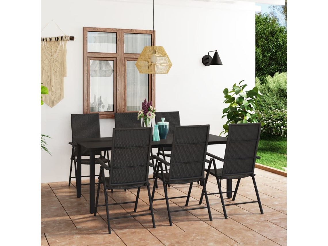 Juego de comedor de jardín de 7 piezas DKD Home Decor en negro