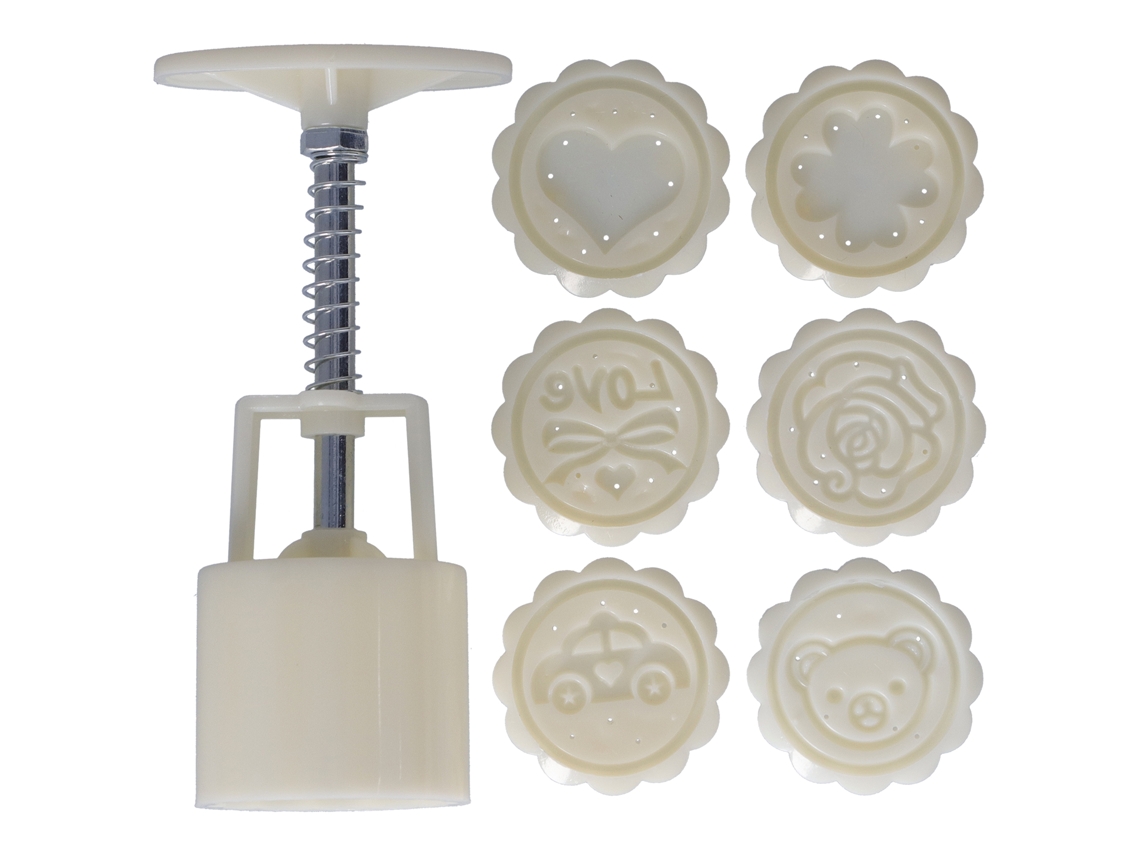Molde para galletas de 50 g, molde para pastel de luna, herramienta de cocina DIY con 6 sellos redondos