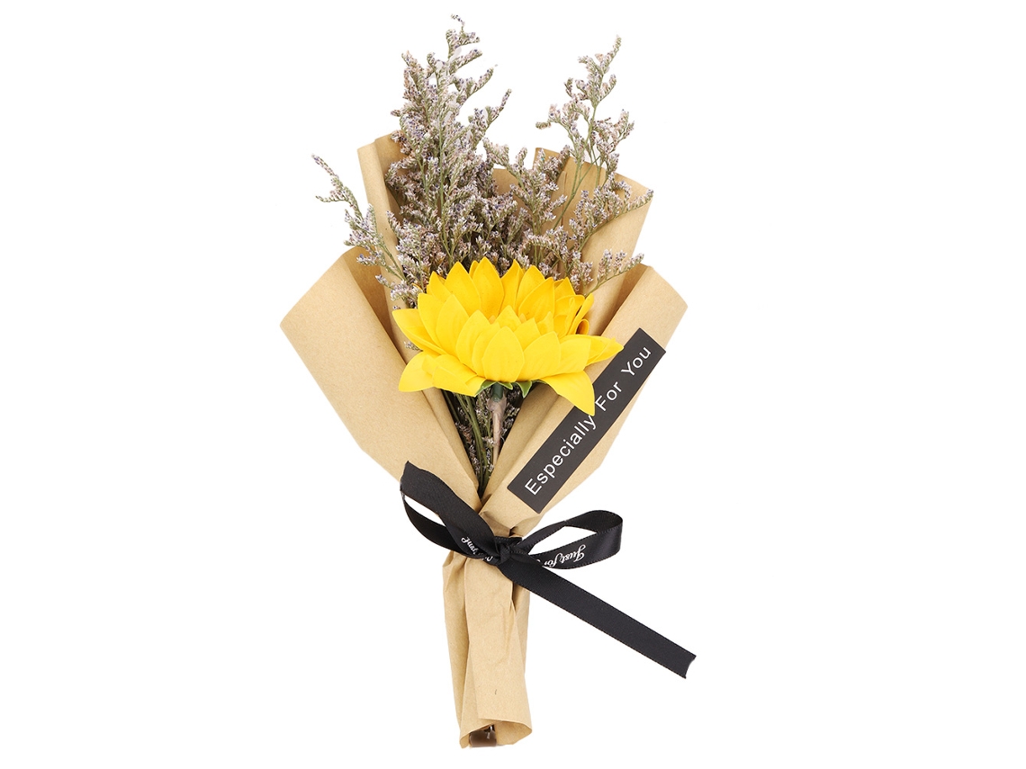 Baok - Rama de girasol seca natural para decoración de bodas, regalo navideño, planta de interior amarilla