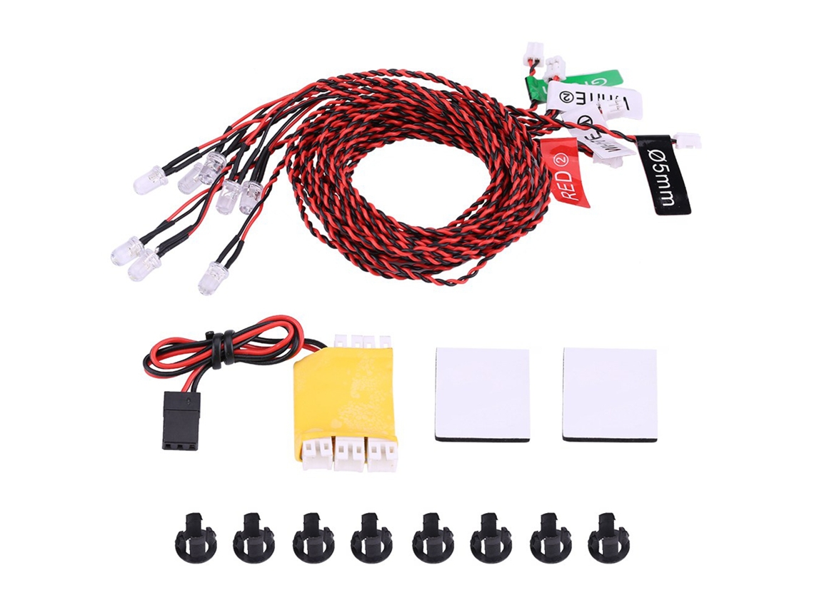 Kit De Sistema De Iluminação Com 8 Leds Para Avião E Helicóptero De Controle Remoto - Luzes Piscantes
