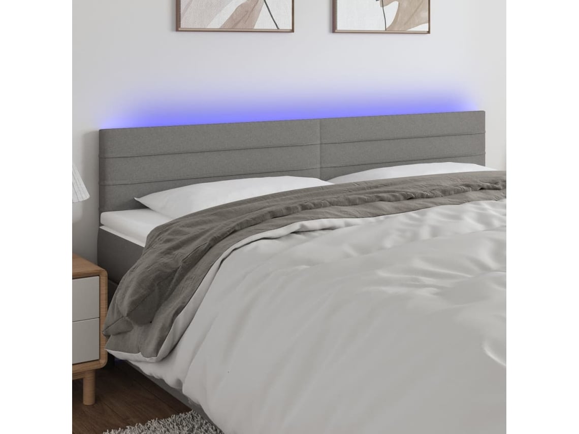 Cabecero con LED de tela gris oscuro 160x5x78/88 cm