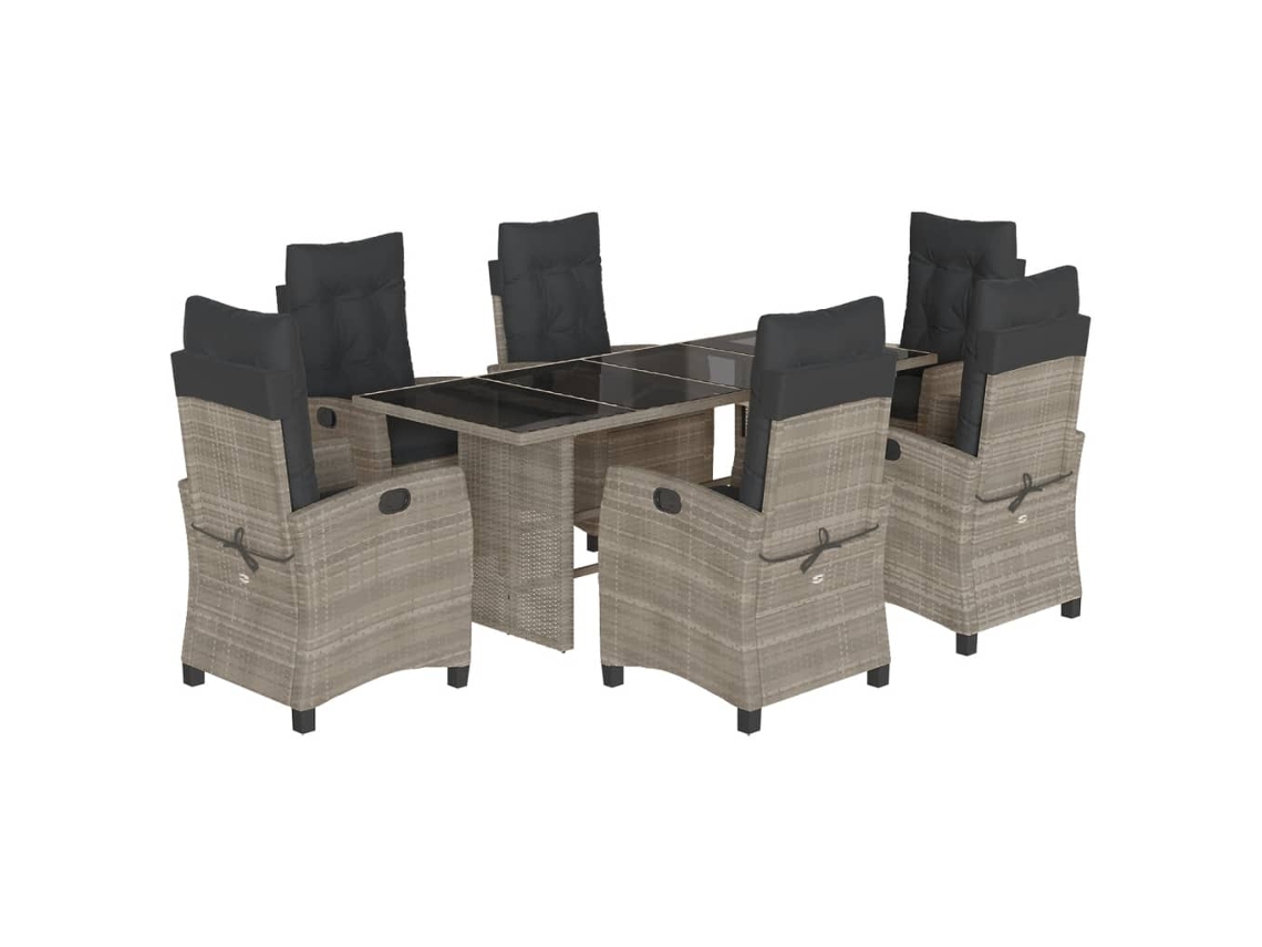 Maison Exclusive - Set Comedor Jardín 7 Pzas Y Cojines Ratán Sintético Gris