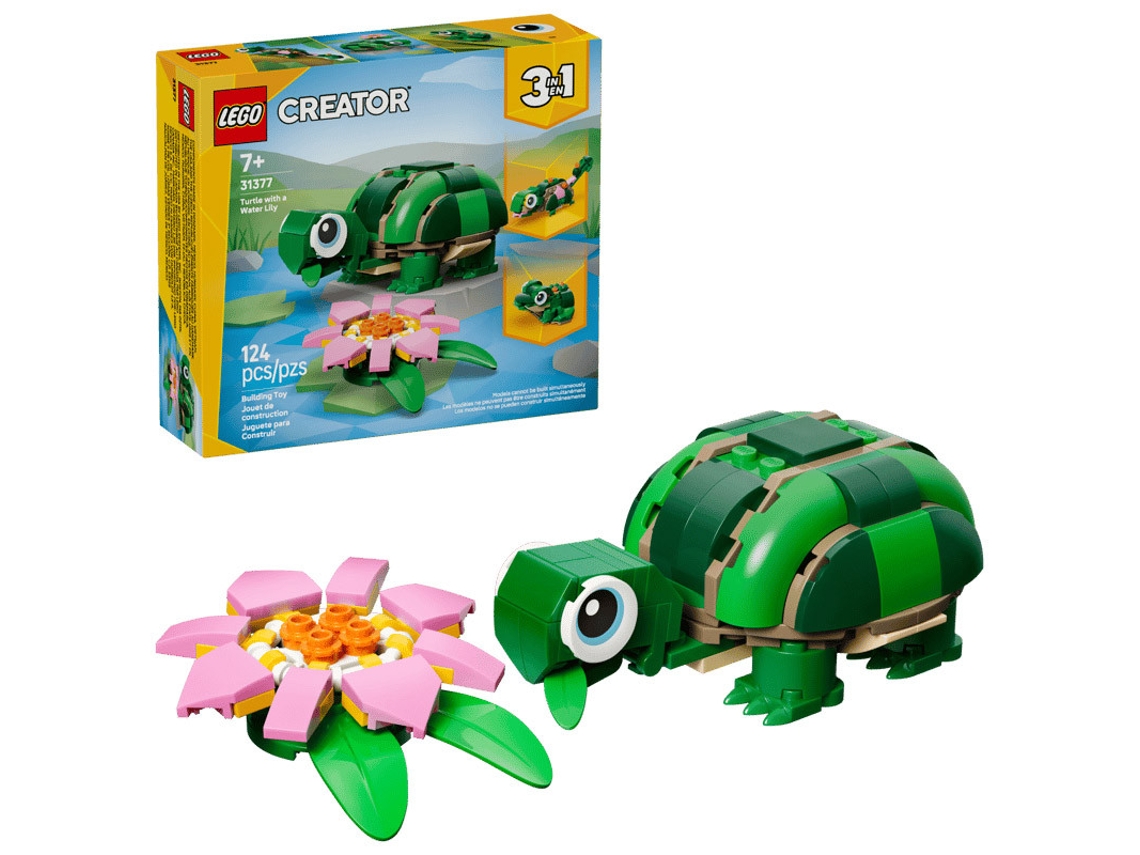 Tortuga en reproducción con flor de nenúfar