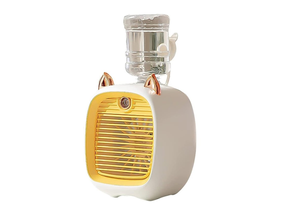 Ventilador portátil, motor sin escobillas ajustable de 3 velocidades, nanopulverizador, batería de 2400 mAh, amarillo Yizhood