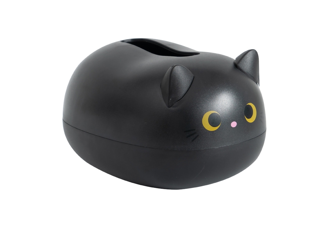 Dispensador Multifuncional De Toallas De Papel De Plástico, Diseño De Gato, Antideslizante, Negro.