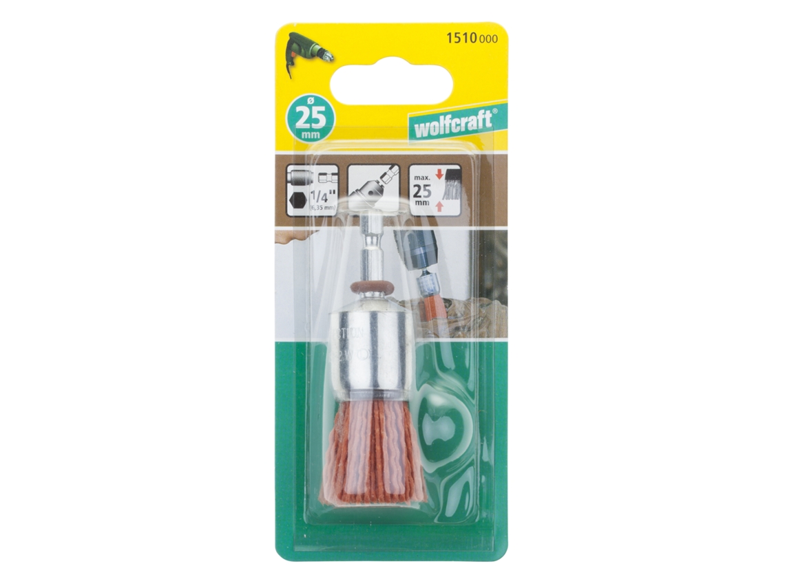 Wolfcraft 1510000 - 1 Cepillo De Pincel De Alambre De Nylon, Agresivo Vást. Hexagonal Ø 25 Mm