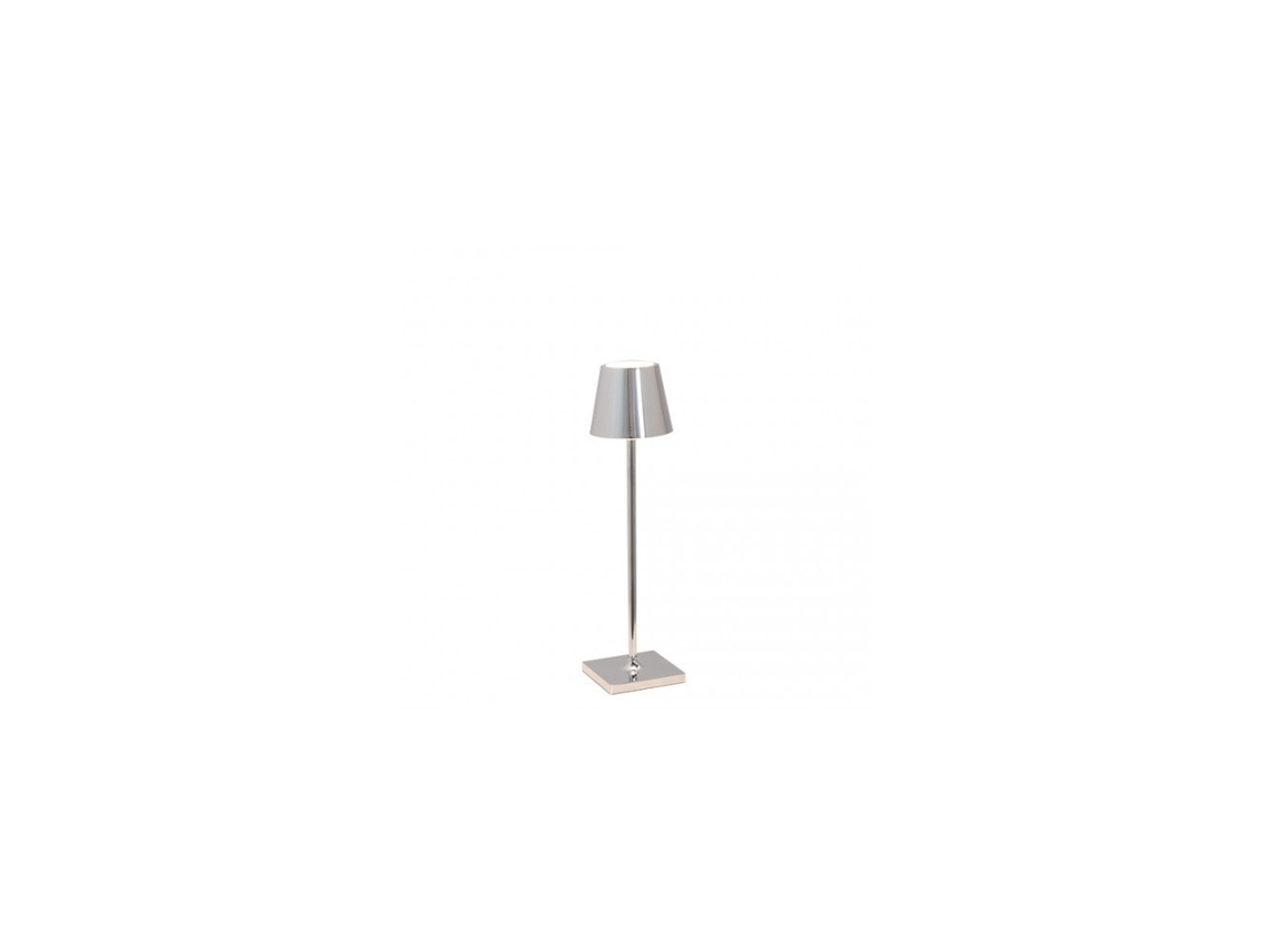 Lámpara de Mesa Poldina Pro LED Cromo Micro Pulido Recargable y Regulable ZAFFERANO