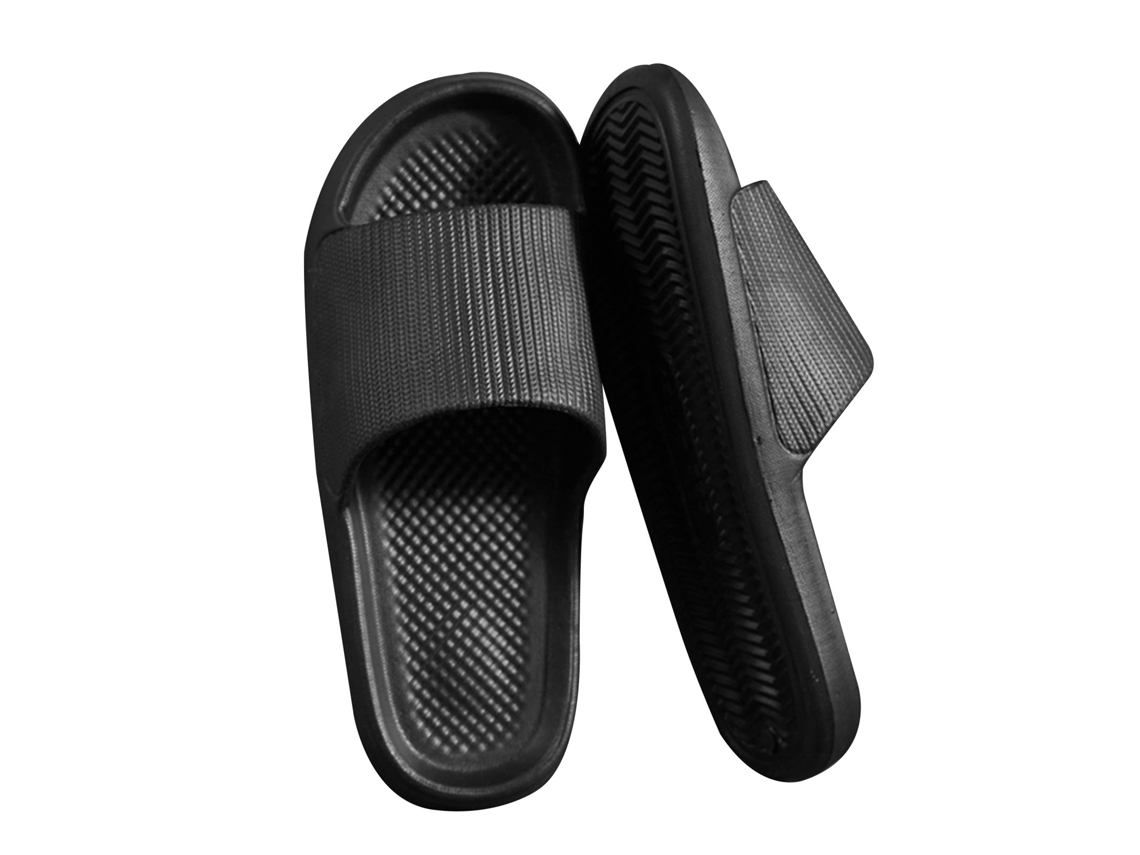 Zapatillas de baño antideslizantes, suela gruesa y suave integrada, zapatillas de casa ligeras, negras, tallas 40 y 41 (25 cm/9,8 pulgadas)