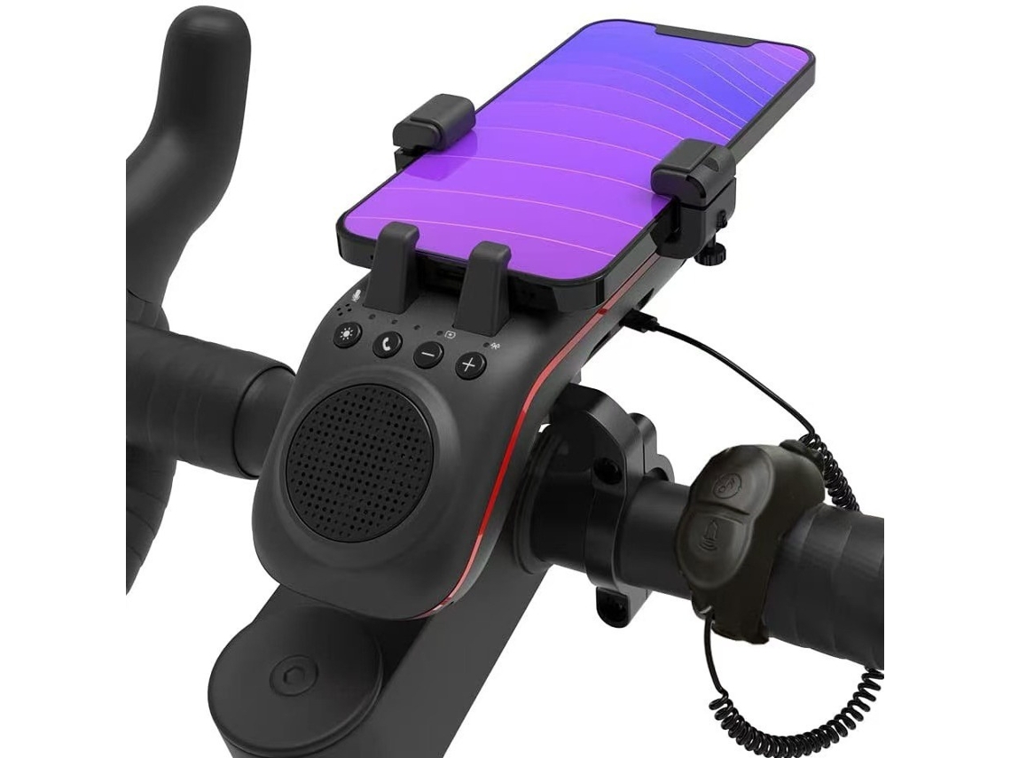 Altavoz Multifuncional Para Bicicleta Y Soporte Para Teléfono: Faro, Bocina, Micrófono Y Batería Externa (negro)
