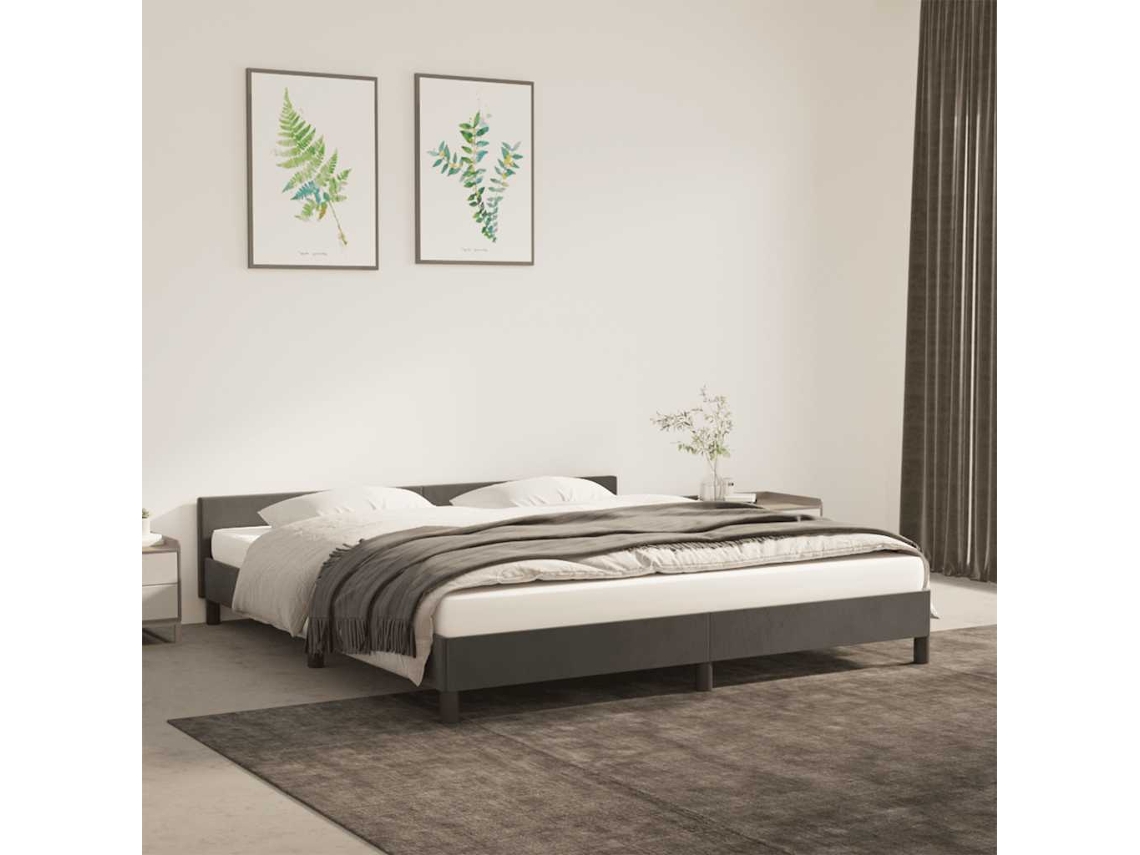 Estructura De Cama Sin Colchón Terciopelo Gris Oscuro 160x200cm