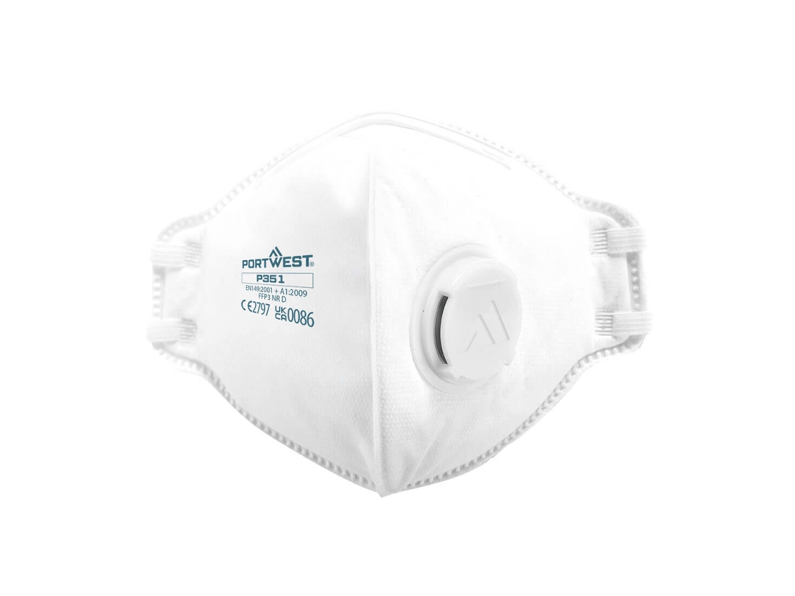 Mascarilla Plegada Plana Con Válvula Ffp3 - Hantavirus Blanco / 240 Uns