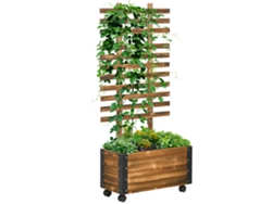 Jardinera con celosía, cubierta con geotextil y ruedas, 65x31x147cm, madera de abeto | Sin marca