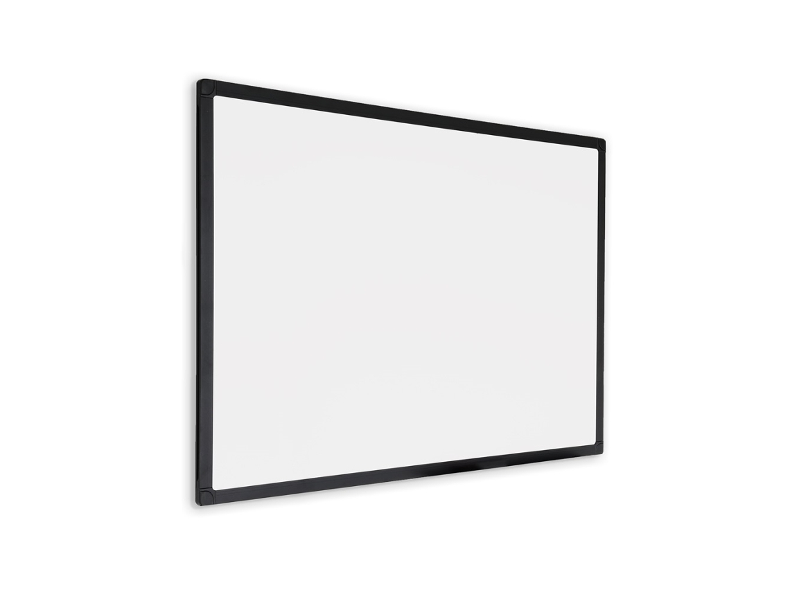 Pizarra blanca con marco negro - magnética - 90x120 cm