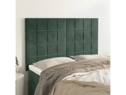 Cabeceros 4 Unidades Terciopelo Verde Oscuro 72x5x78/88 Cm