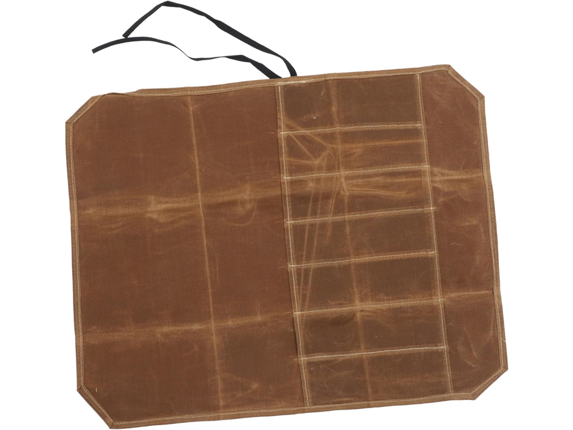 Estuche enrollable para cuchillos Topbathy con mango de cuero y organizador.