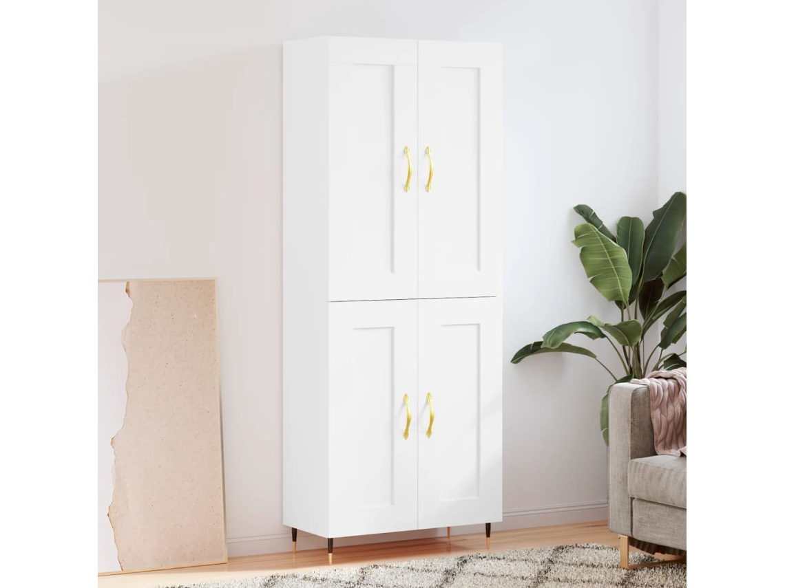 Aparador | Armario alto 69,5 x 34 x 180 cm, madera de destilación blanca