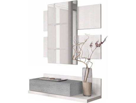 Mueble de Recibidor HABITDESIGN Blanco Artik - Gris Cemento (Melamina - 75 x 116 x 29 cm)