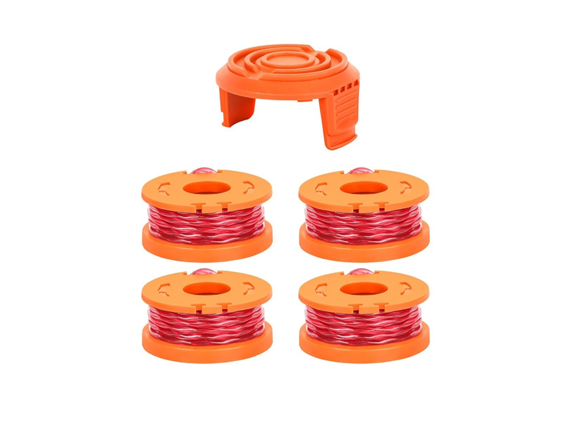 Paquete De 4 Carretes De Hilo Con 1 Tapa Para Desbrozadora Worx Wa0010/wa6531 Henten Home