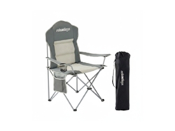 Cadeira De Campismo Relaxdays Dobrável, Bolsa Transporte, Suporte Bebidas, 160 Kg, Estofada, Poliéster, Aço, Cinzenta