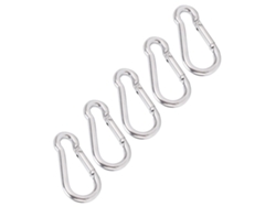 5 mosquetones de acero inoxidable de 60 mm para camping y senderismo.