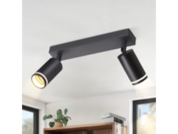 Lámpara de techo LED de 2 llamas, negra, giratoria, GU10, de madera, sin bombilla, Nettlife