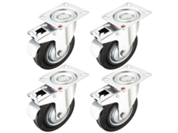 Paquete De 4 Ruedas De Goma De 5 Pulgadas Con Freno. Placa Superior Giratoria.