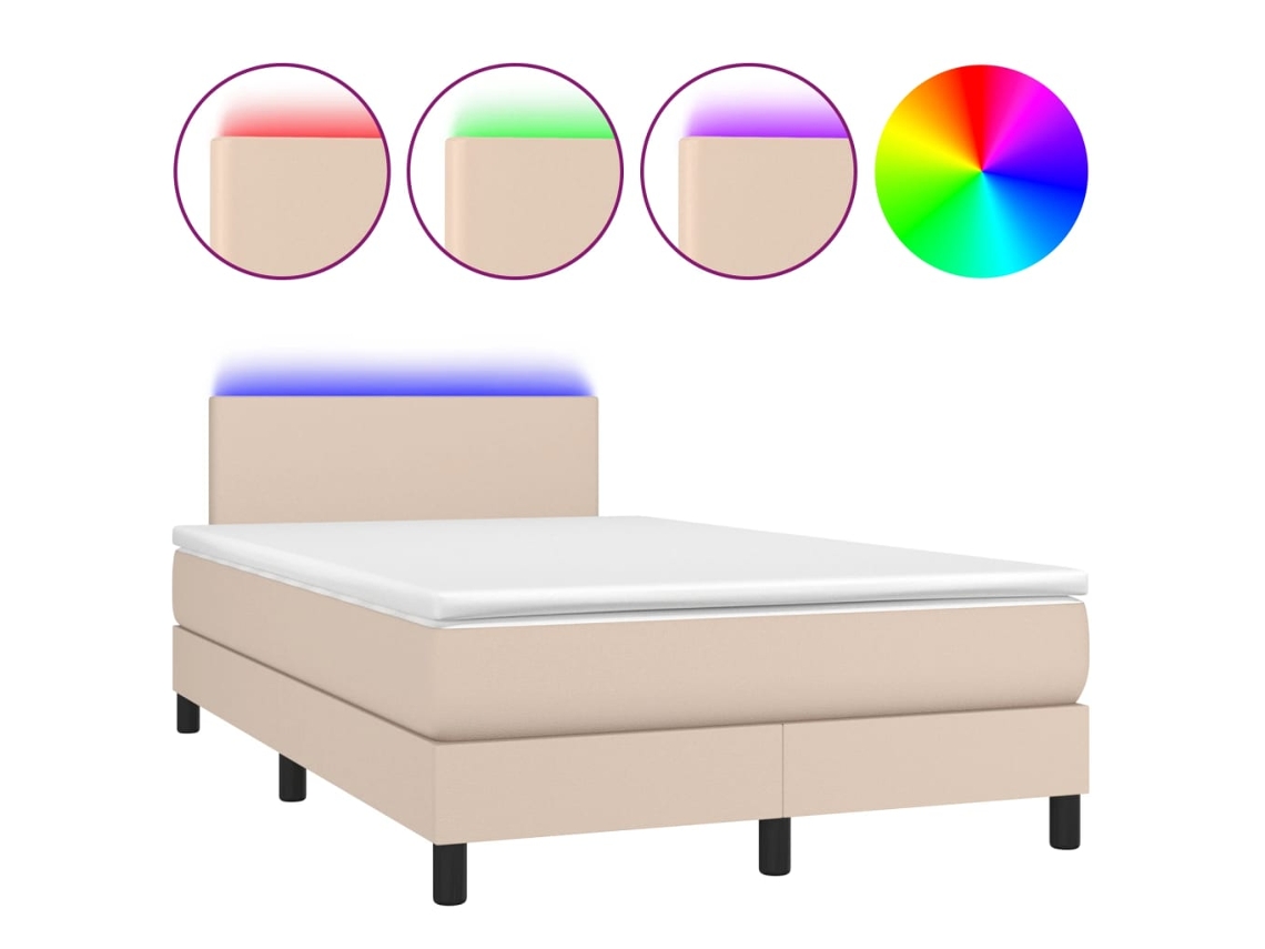 Maison Exclusive - Cama Box Spring Colchón Led Cuero Sintético Capuchino 120x190cm