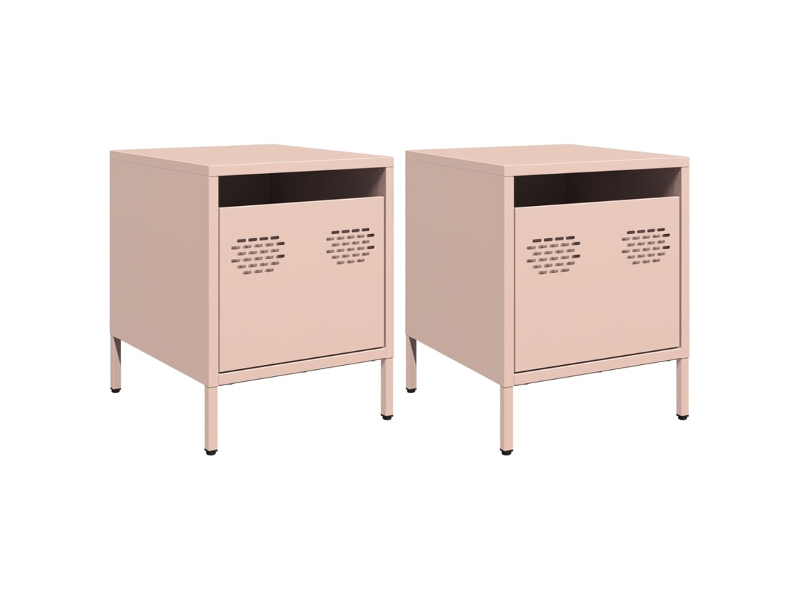 Maison Exclusive - Mesitas De Noche 2 Unidades Acero Rosa 35x39x43,5 Cm