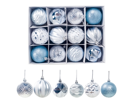 12 adornos de bolas de Navidad para decoración de árbol de Navidad, caja de regalo reutilizable de 2,36 pulgadas para vacaciones y fiestas, azul
