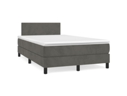 Cama Box Spring Con Colchón Terciopelo Gris Oscuro 120x190 Cm