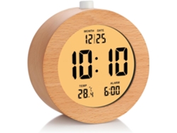Despertador Digital De Madera Para Dormitorios, Reloj Despertador De Madera De 4 Pulgadas Con Pilas Y Función De Repetición (marrón)