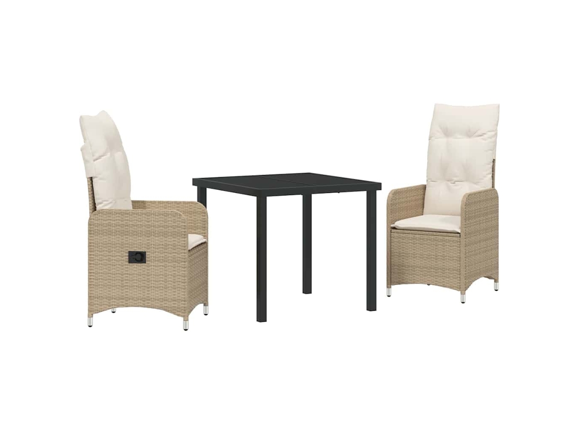 Maison Exclusive - Conjunto De Comedor De Jardín 3 Pcs Beige Ratán Sintético