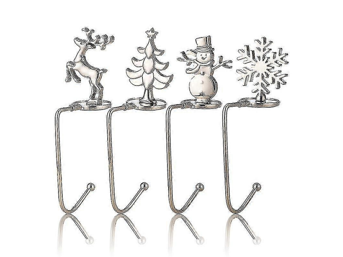 Juego de 4 ganchos metálicos para colgar calcetines navideños en la chimenea. Hengjian