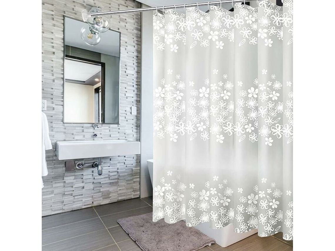 Cortina de ducha de 200 x 200 cm con 14 ganchos, resistente al moho, antibacteriana, impermeable y lavable, para baño y bañera Jortmrd