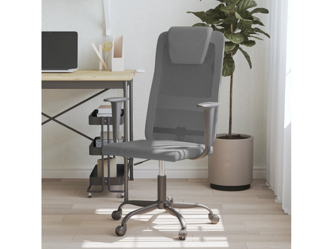 Silla de oficina altura ajustable tela malla y cuero PE gris