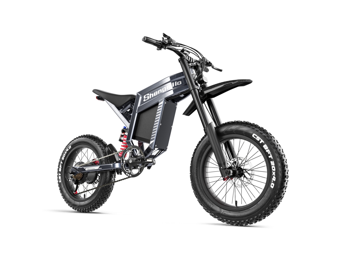 Bicicleta de montaña eléctrica Shengmilo S900 con suspensión total y batería de 60v 30ah.
