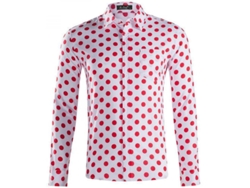 2026-10882-camisa Hombre Manga Larga Con Puntos Botones Formal Casual Algodón Ligero L Punto Rojo