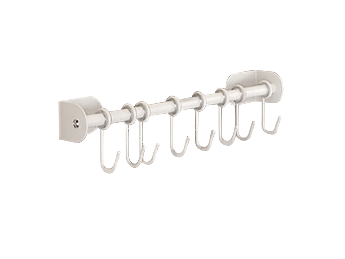 Soporte para utensilios de cocina de acero inoxidable 201, adhesivo para colgar en la pared con 8 ganchos para espátulas, cucharas, ollas y sartenes.