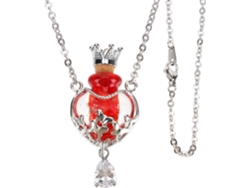 Collar Con Colgante De Cristal Elegante De Ciieeo En Forma De Botella Con Corazón, Corona Y Cristales Rojos.