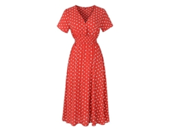 2026-vestido Midi De Chiffon Boho Con Estampado Floral Cuello V Corto Mangas Verano Playa Mujer