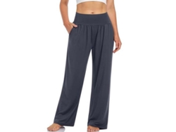 2026-pantalones Deportivos Casuales Para Mujer De Pierna Ancha Alto Cintura Con Bolsillos Yoga Deportivos Cómodos L Gris