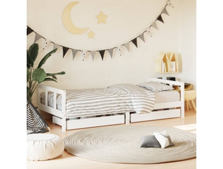 MAISON EXCLUSIVE - Estructura cama niños con cajones madera pino blanco 90x200 cm