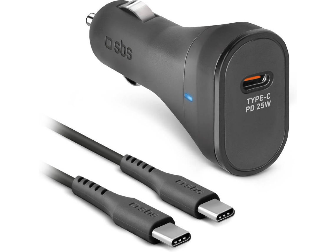 Cargador Auto SBS  TECRKITTCPD25W	 Negro
