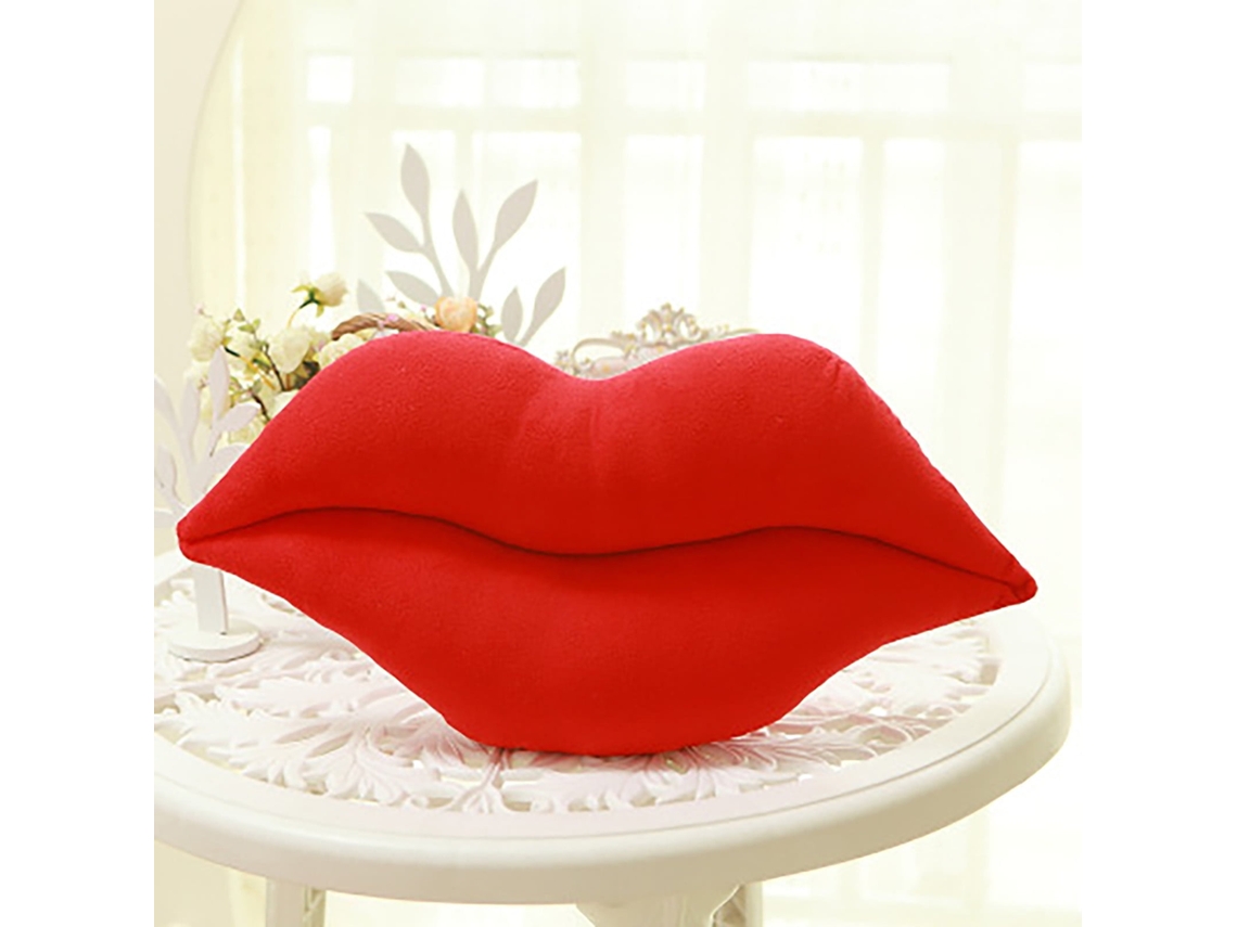 Almohada Decorada En 3d Con Forma De Labios.