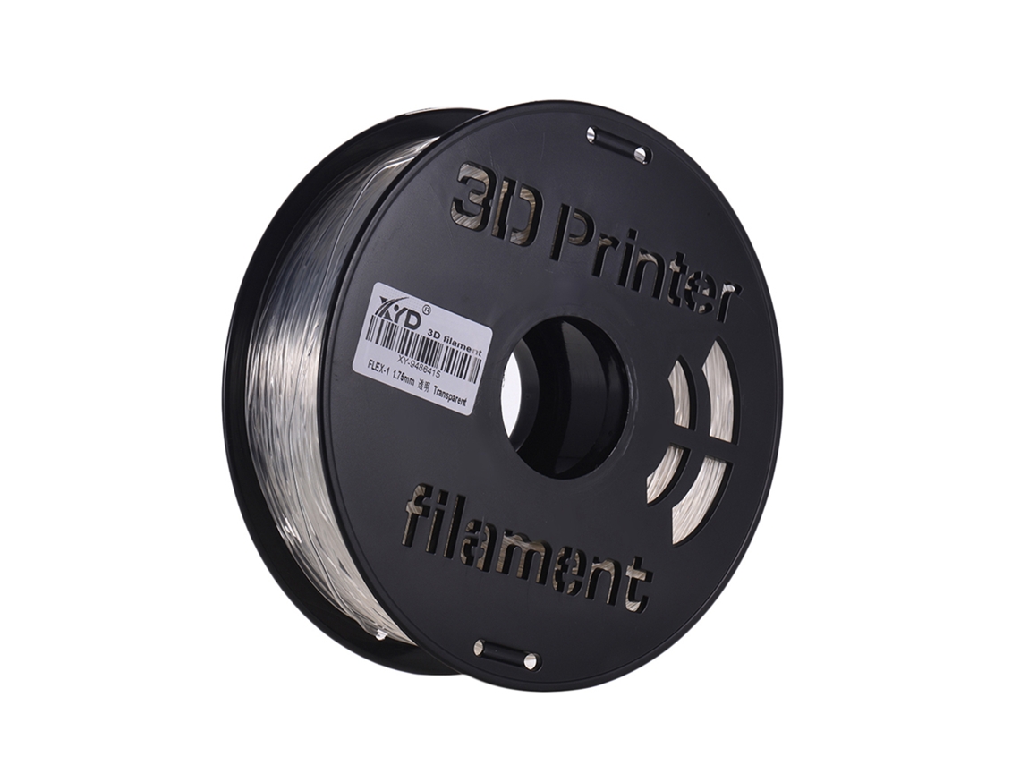 Filamento de TPU flexible de 1,75 mm, bobina de 1 kg, blanco, negro y transparente para impresora 3D.