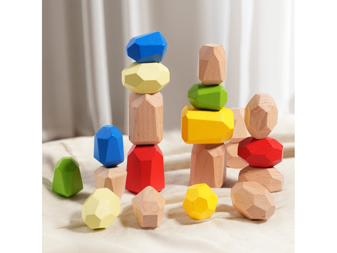 Anillos apilables para bebé, juguete Digitallab de 20 piedras, juguetes de madera para aprendizaje Montessori