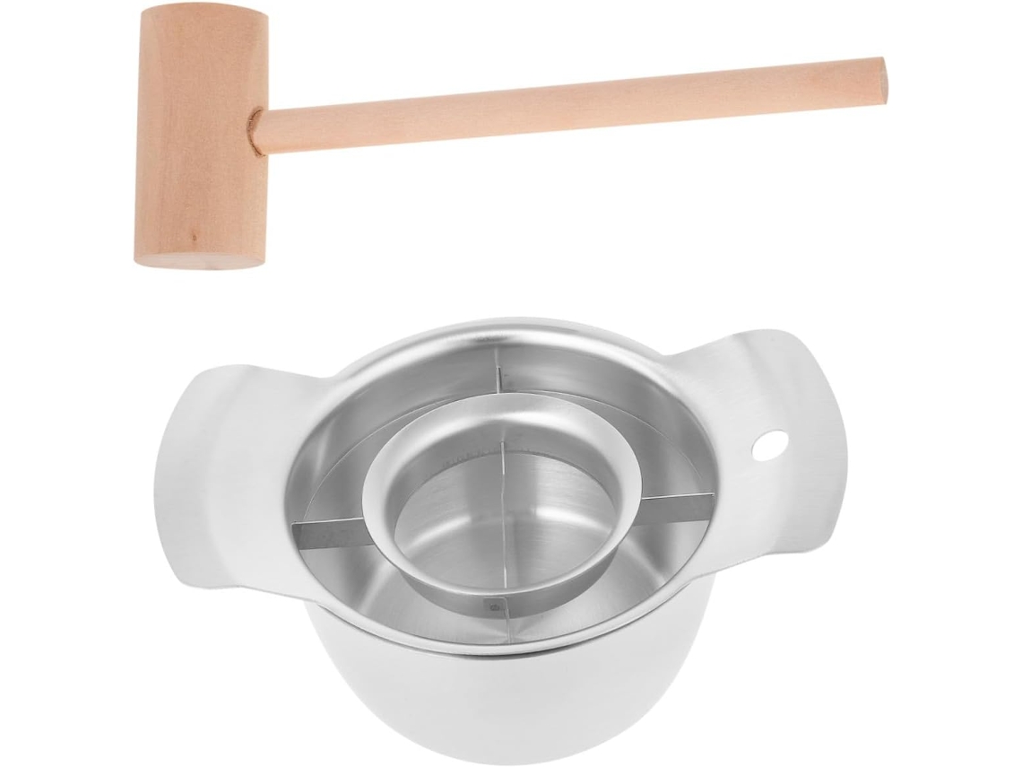 Juego de pelador de acero inoxidable con tazón y martillo: práctico utensilio de cocina para quitar