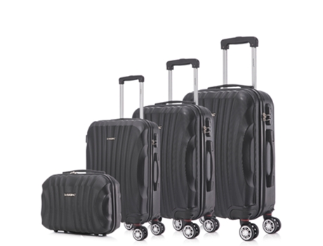 Juego de maletas ABS Rígida 4 pcs/Maleta Cabina 55cm/Maleta Mediana 68cm/Maleta Grande 78cm/Neceser 29cm RAYKONG